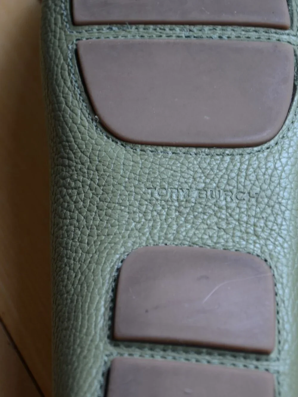 Tory Burch Women's Green Leather Logo Slip-On Loafer Flats Size 10M